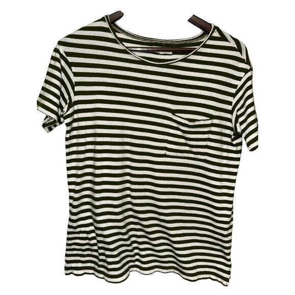 Madewell Softfade Women's Tee Shirt Oversized Pocket Cahita Stripe Green XXS - Picture 4 of 10